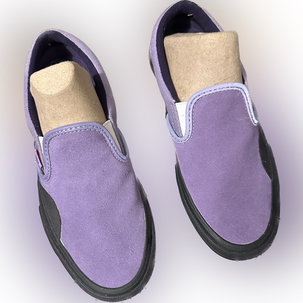 Vans x Lizzie purple slip ons